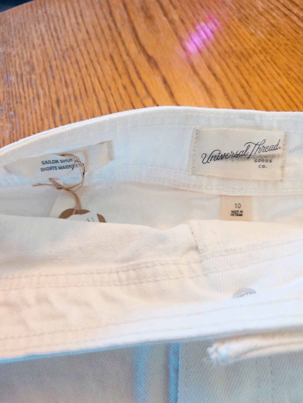 Universal Thread Sailor Shorts White High Rise Clean Front Denim 10 - Picture 4 of 6